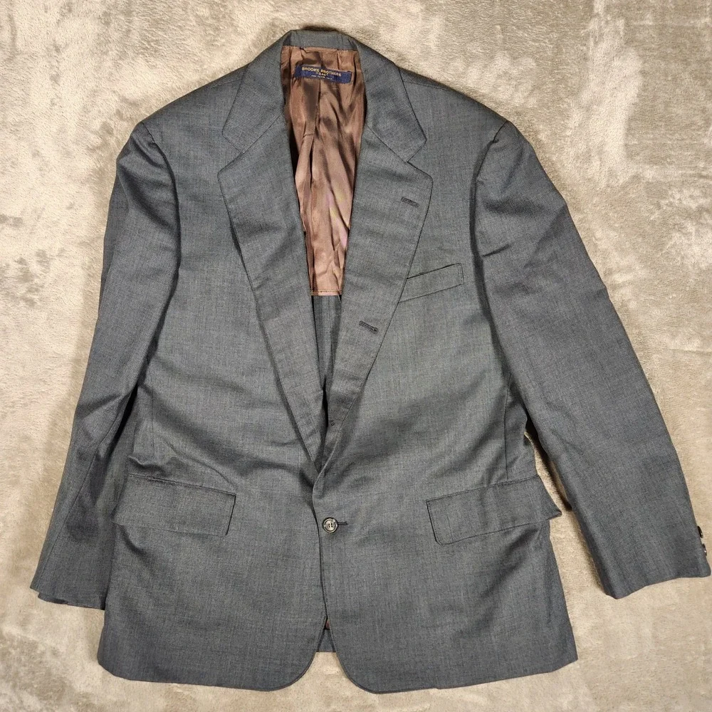 Brooks Brothers Blazer Mens 42R Gray Excellent 2 Button 346 Sport‎ Coat Vintage